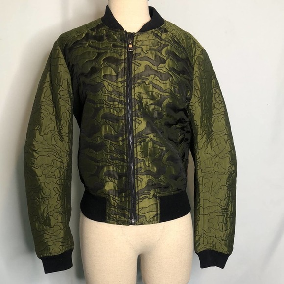 BCBGMaxAzria Green Gibson Camouflage Bomber Jacket Size XXS-New - Picture 2 of 16